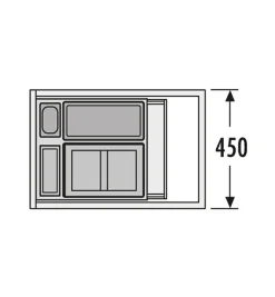 Poubelle de cuisine encastrable pour tiroir coulissant 30L Hailo AS XXL 450