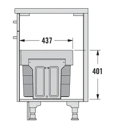 Poubelle de cuisine encastrable 28L Hailo AS Tandem