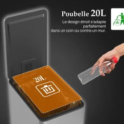 Poubelle de cuisine 20L - poubelle à pédale compartiment seau amovible - acier inox.