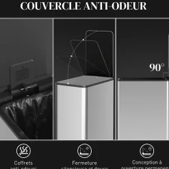 Poubelle de cuisine 20L - poubelle à pédale compartiment seau amovible - acier inox.