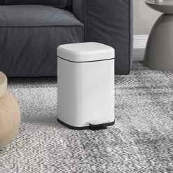 Poubelle de cuisine 12L - poubelle à pédale compartiment seau amovible - acier inox. blanc