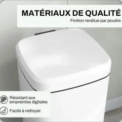 Poubelle de cuisine 30L - poubelle à pédale compartiment seau amovible - acier inox. blanc