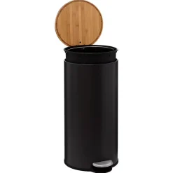 Poubelle de cuisine 30L Modern Color 5Five noir et bambou