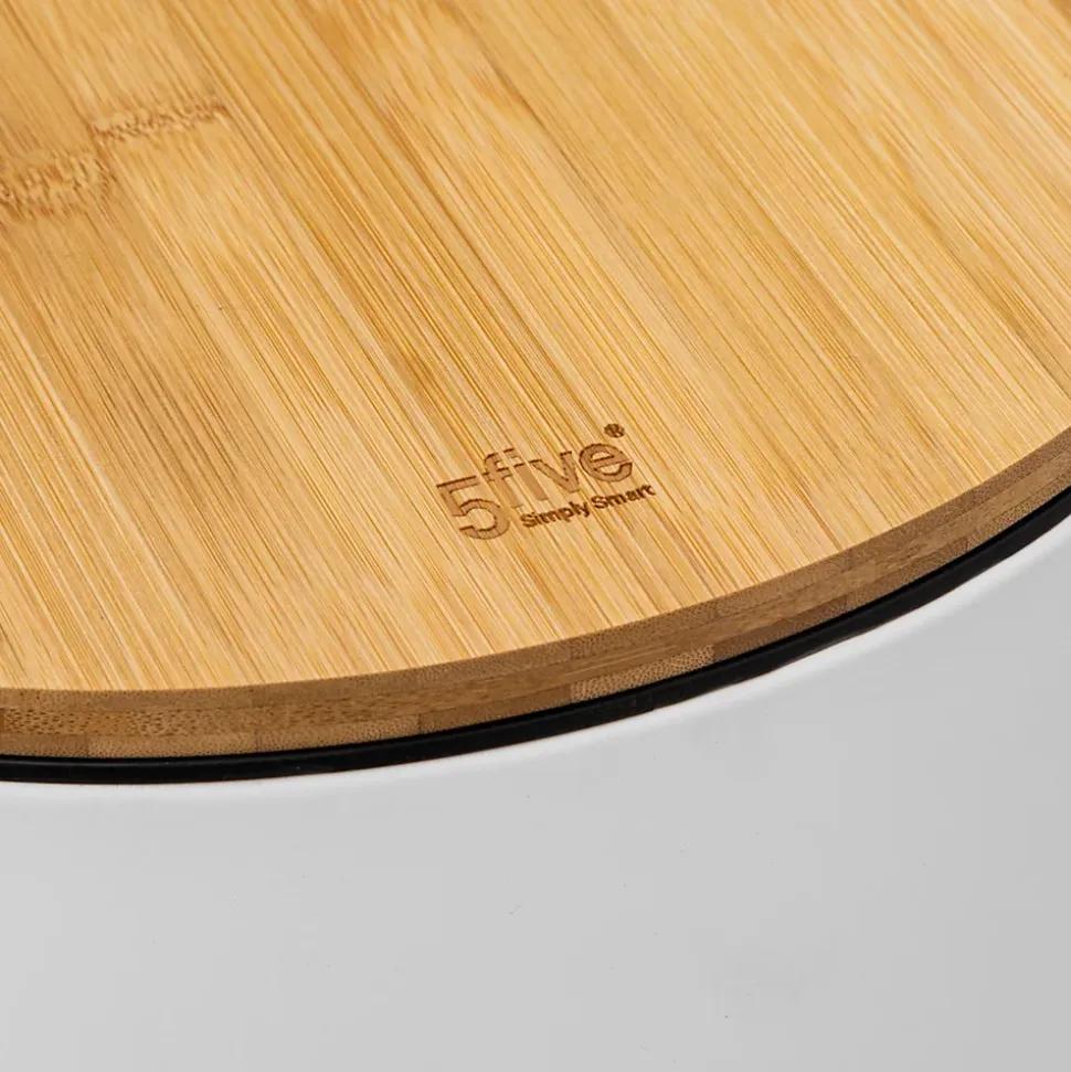 Poubelle de cuisine 30L Modern Color 5Five blanc et bambou