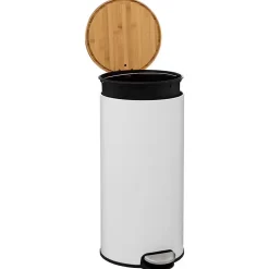 Poubelle de cuisine 30L Modern Color 5Five blanc et bambou