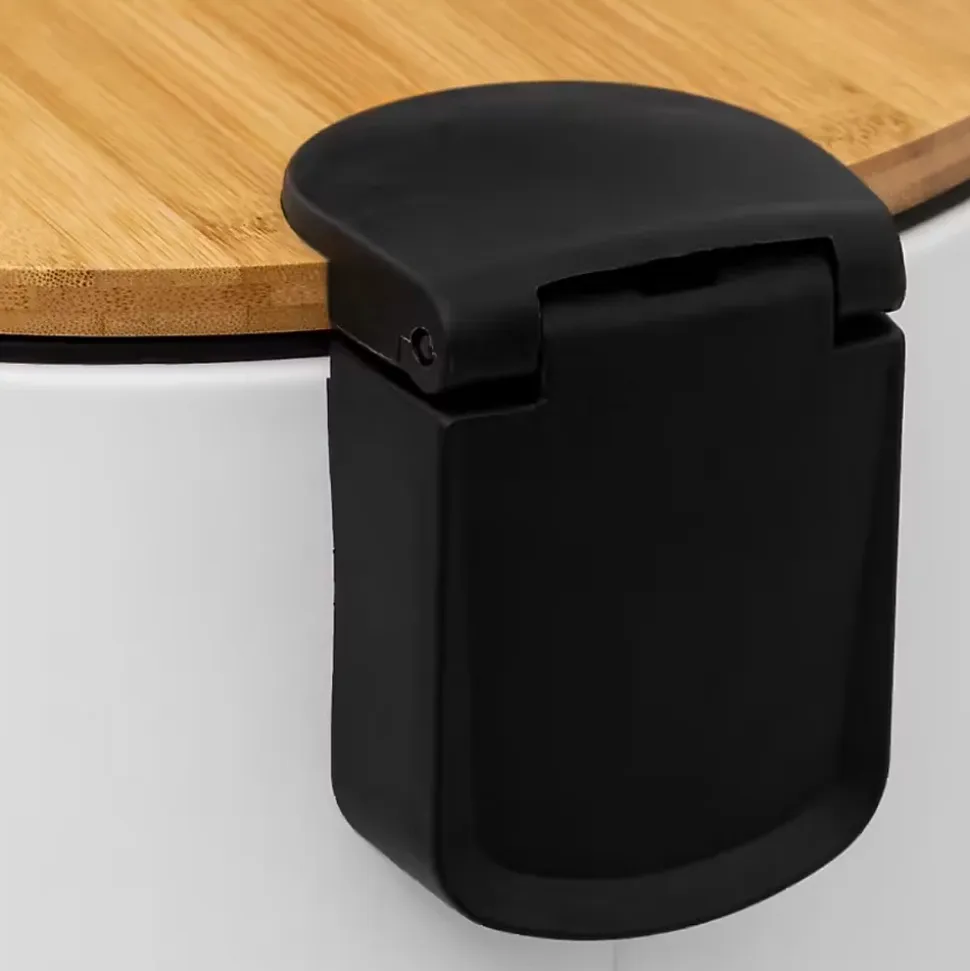 Poubelle de cuisine 30L Modern Color 5Five blanc et bambou