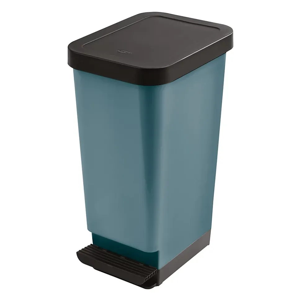 Poubelle de cuisine 45L Tontarelli en polypropylène (PP) coloris bleu ouverture à pédale l.29 x P.38,7 x H.61 cm