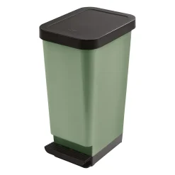 Poubelle de cuisine 45L Tontarelli en polypropylène (PP) coloris vert ouverture à pédale l.29 x P.38,7 x H.61 cm