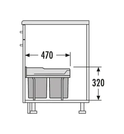 Poubelle de cuisine tri sélectif 2 bacs encastrable 36L (18+18) Hailo Raumspar Tandem