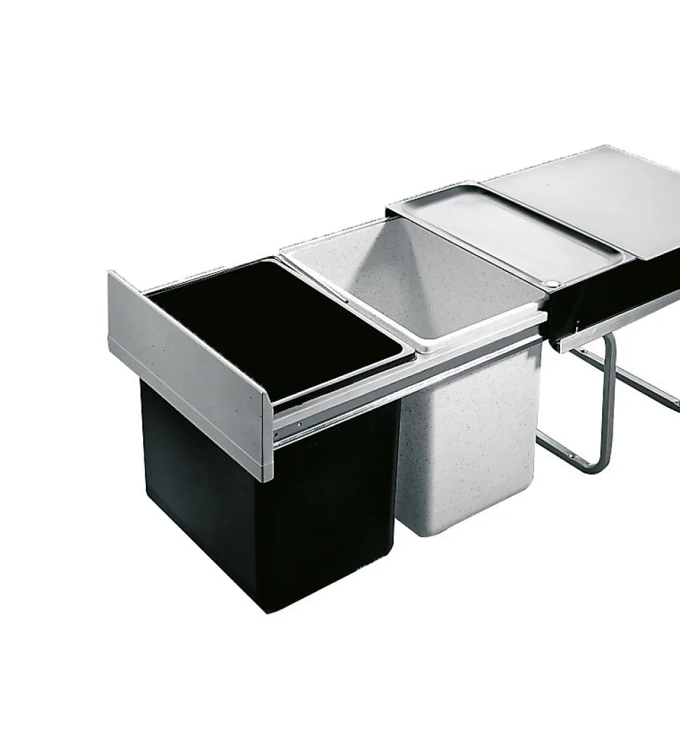 Poubelle de cuisine tri sélectif 2 bacs encastrable 36L (18+18) Hailo Raumspar Tandem