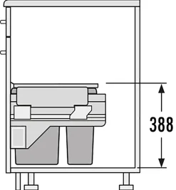 Poubelle de cuisine tri sélectif 2 bacs encastrable 25L (15+10) Hailo AS Cargo