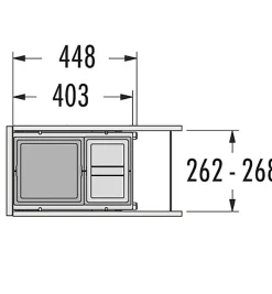 Poubelle de cuisine tri sélectif 2 bacs encastrable 25L (15+10) Hailo AS Cargo