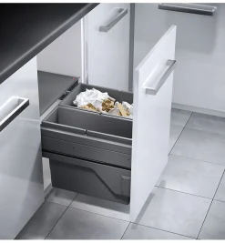 Poubelle de cuisine tri sélectif 2 bacs encastrable 45L (28+17) Hailo Cargo