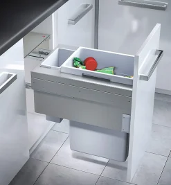 Poubelle de cuisine tri sélectif 2 bacs encastrable 45L (38+7) Hailo Euro Cargo
