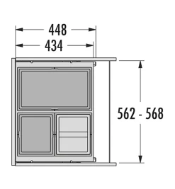 Poubelle de cuisine tri sélectif 3 bacs encastrable 54L (28+13+13) Hailo AS Cargo