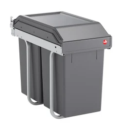 Poubelle de cuisine tri sélectif 2 bacs encastrable sous évier 30L (15+15) Hailo Tandem