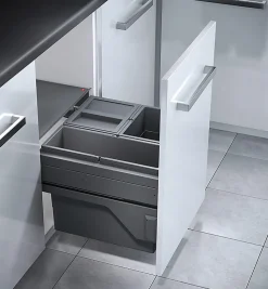 Poubelle de cuisine tri sélectif 3 bacs encastrable 43L (17+13+13) Hailo Cargo