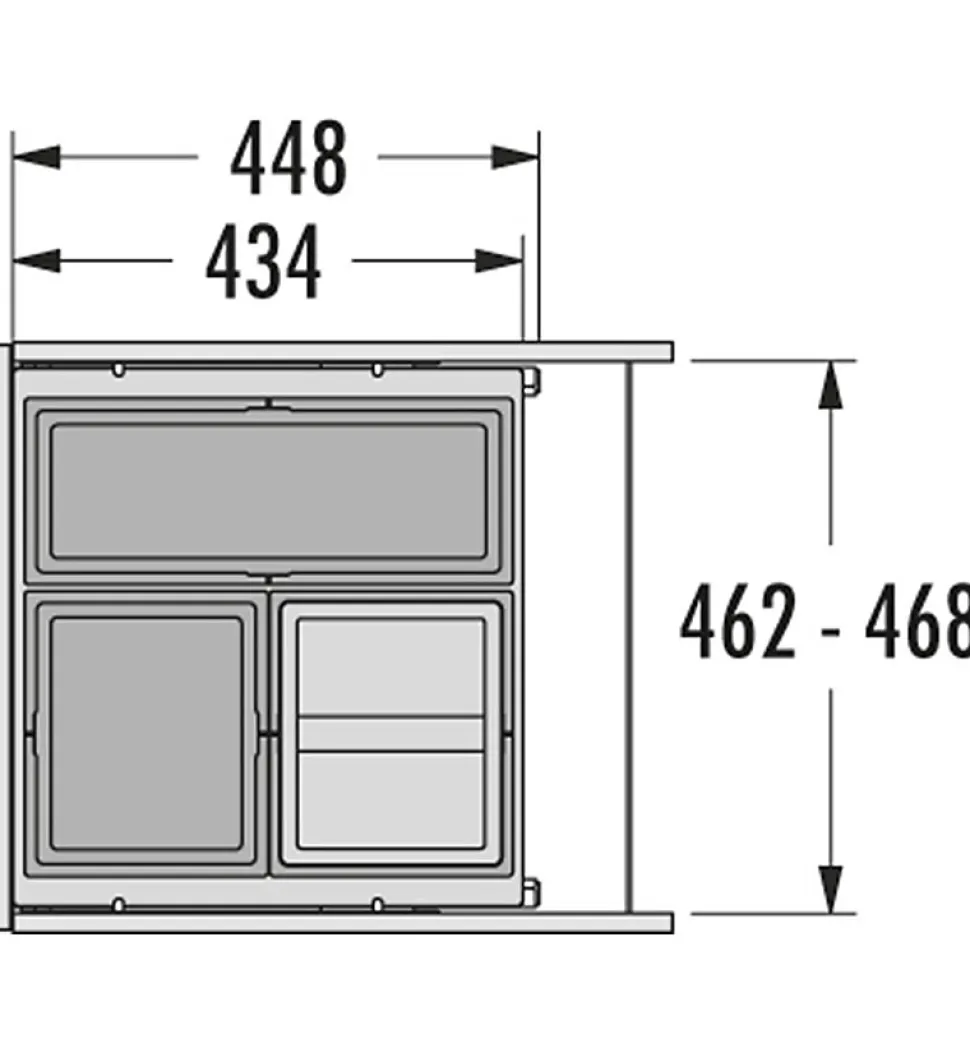 Poubelle de cuisine tri sélectif 3 bacs encastrable 43L (17+13+13) Hailo Cargo