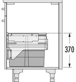Poubelle de cuisine tri sélectif 3 bacs encastrable 43L (17+13+13) Hailo Cargo
