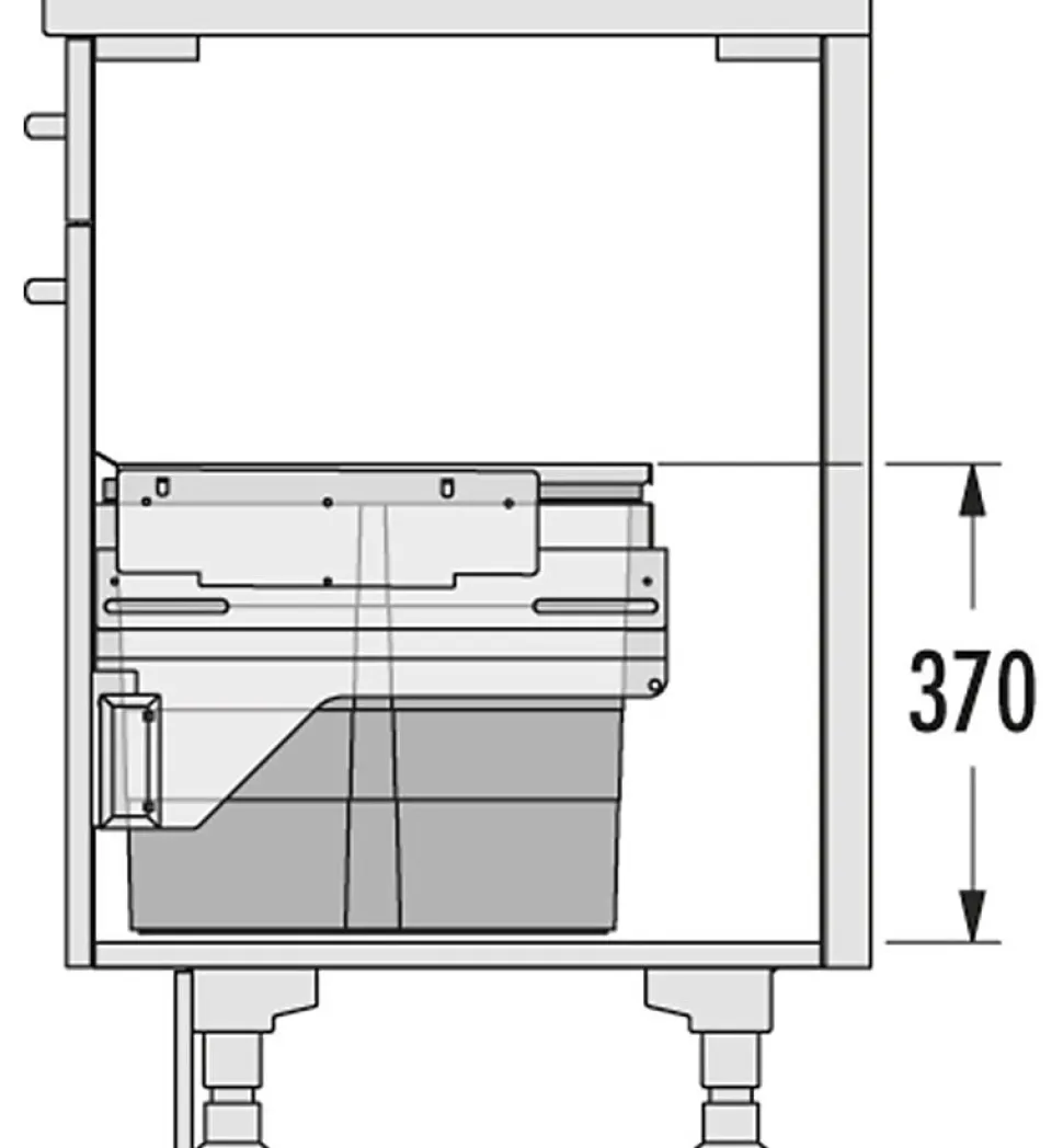 Poubelle de cuisine tri sélectif 3 bacs encastrable 43L (17+13+13) Hailo Cargo