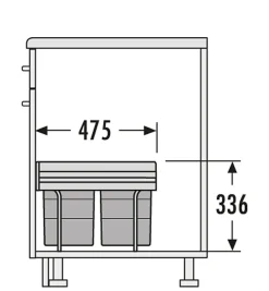 Poubelle de cuisine tri sélectif 3 bacs encastrable 35L (18+8.5+8.5) Hailo AS Raumspar Tandem