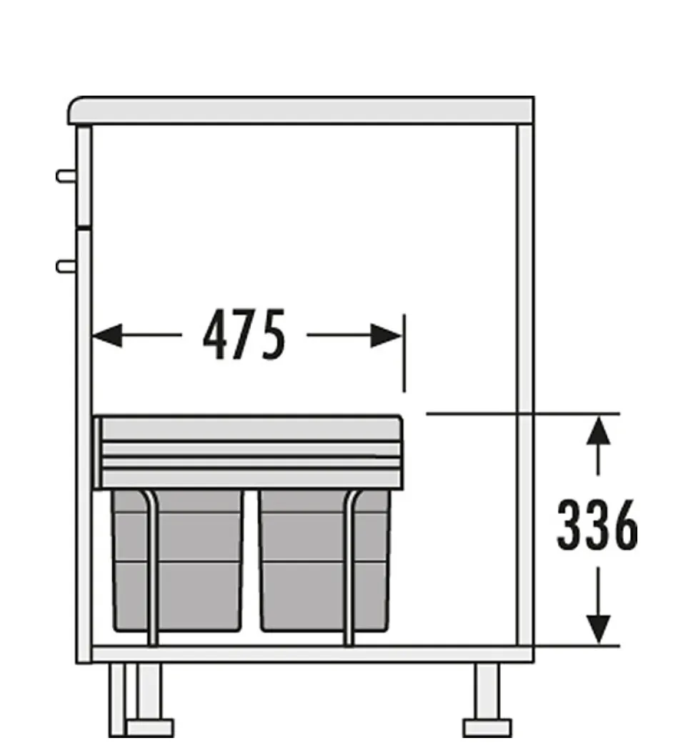 Poubelle de cuisine tri sélectif 3 bacs encastrable 35L (18+8.5+8.5) Hailo AS Raumspar Tandem