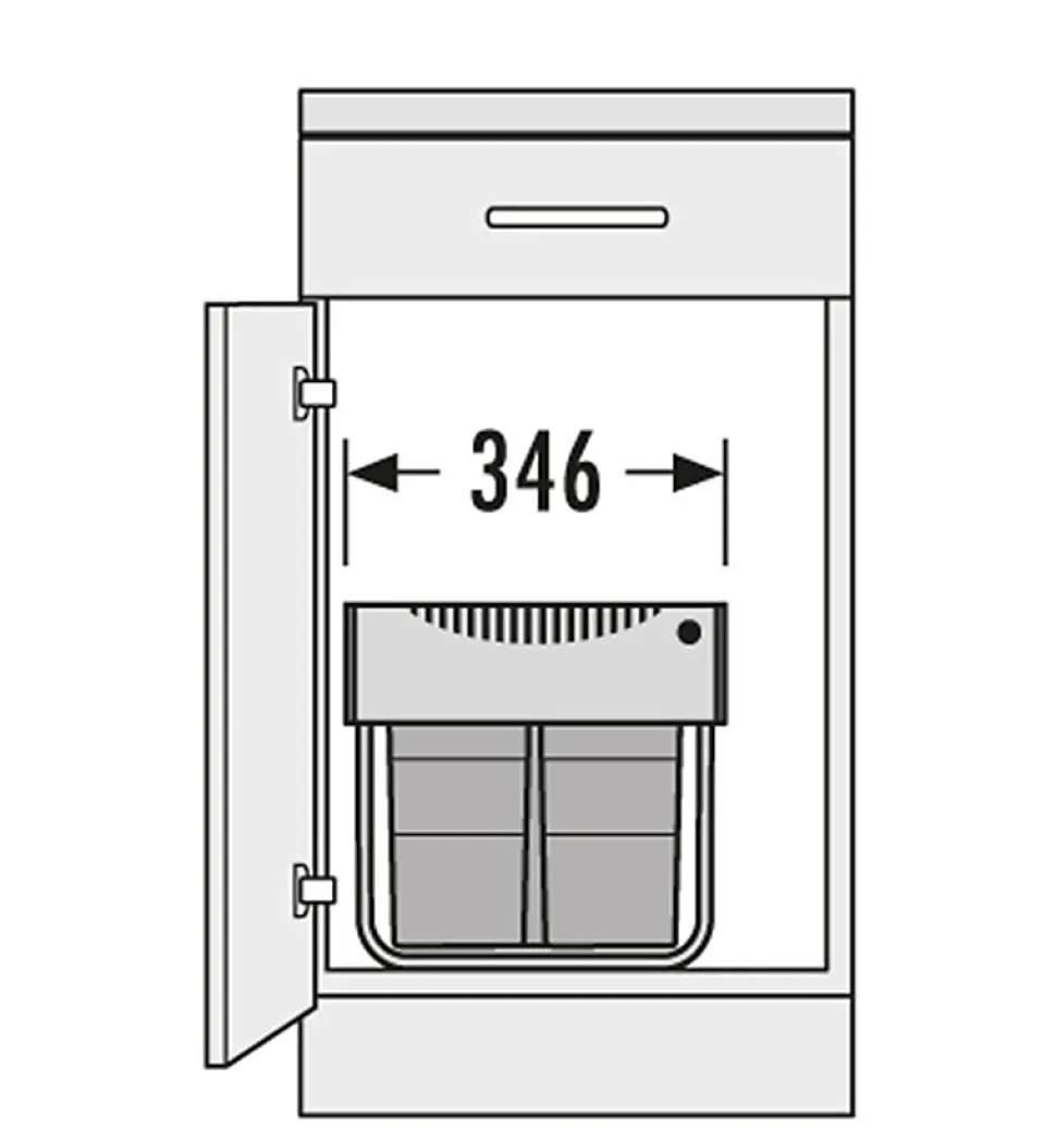 Poubelle de cuisine tri sélectif 3 bacs encastrable 35L (18+8.5+8.5) Hailo AS Raumspar Tandem