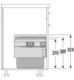 Poubelle de cuisine tri sélectif 2 bacs encastrable 56L (28+28) Hailo Cargo Synchro