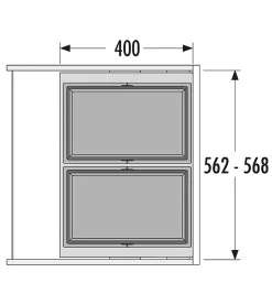 Poubelle de cuisine tri sélectif 2 bacs encastrable 56L (28+28) Hailo Cargo Synchro