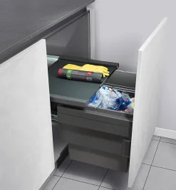 Poubelle de cuisine tri sélectif 2 bacs encastrable 56L (28+28) Hailo Cargo Synchro