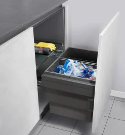 Poubelle de cuisine tri sélectif 2 bacs encastrable 56L (28+28) Hailo Cargo Synchro