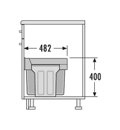 Poubelle de cuisine tri sélectif 2 bacs encastrable sous évier 30L (24+7) Hailo Tandem