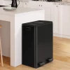 Poubelle de cuisine tri sélectif 2 x 30L noir 2 seaux amovibles et pédales en métal
