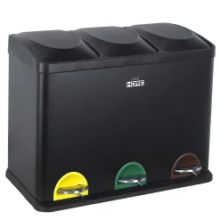 Poubelle de recyclage à 3 compartiments de 45 L AVEC rouleau de 20 sacs poubelle de 20 L