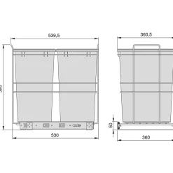 Poubelle de recyclage 2 bacs de 35 L Recycle