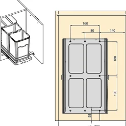 Poubelle de recyclage 2 bacs 12 litres Recycle