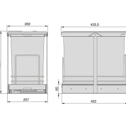 Poubelle de recyclage 2 bacs 12 litres Recycle