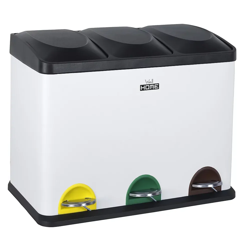 Poubelle de recyclage WellHome 45 L à 3 compartiments, recyclage des déchets
