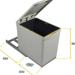 Poubelle de recyclage fixation inférieure et extraction manuelle 16 litres