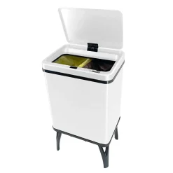 Poubelle de recyclage intelligente WELLHOME à ouverture automatique et contact manuel 15 L + 15 L 35,5 x 26 x 60 cm Blanc
