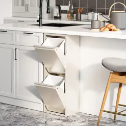 Poubelle de recyclage murale Sollentuna 2 x 14l blanc poivre en.casa