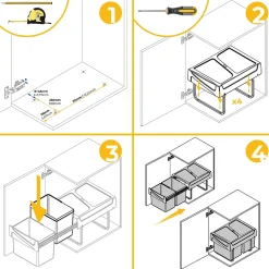Poubelle de recyclage pour la cuisine 2 bacs de 15 litres Cook