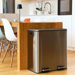 Poubelle de tri 2 compartiments Kitchen Move Major inox 60 L