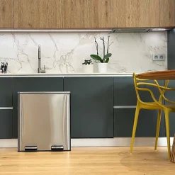 Poubelle de tri 2 compartiments Kitchen Move Major inox 60 L