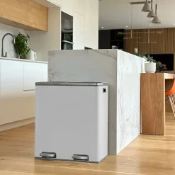Poubelle de tri 2 compartiments Kitchen Move Major blanc 60 L