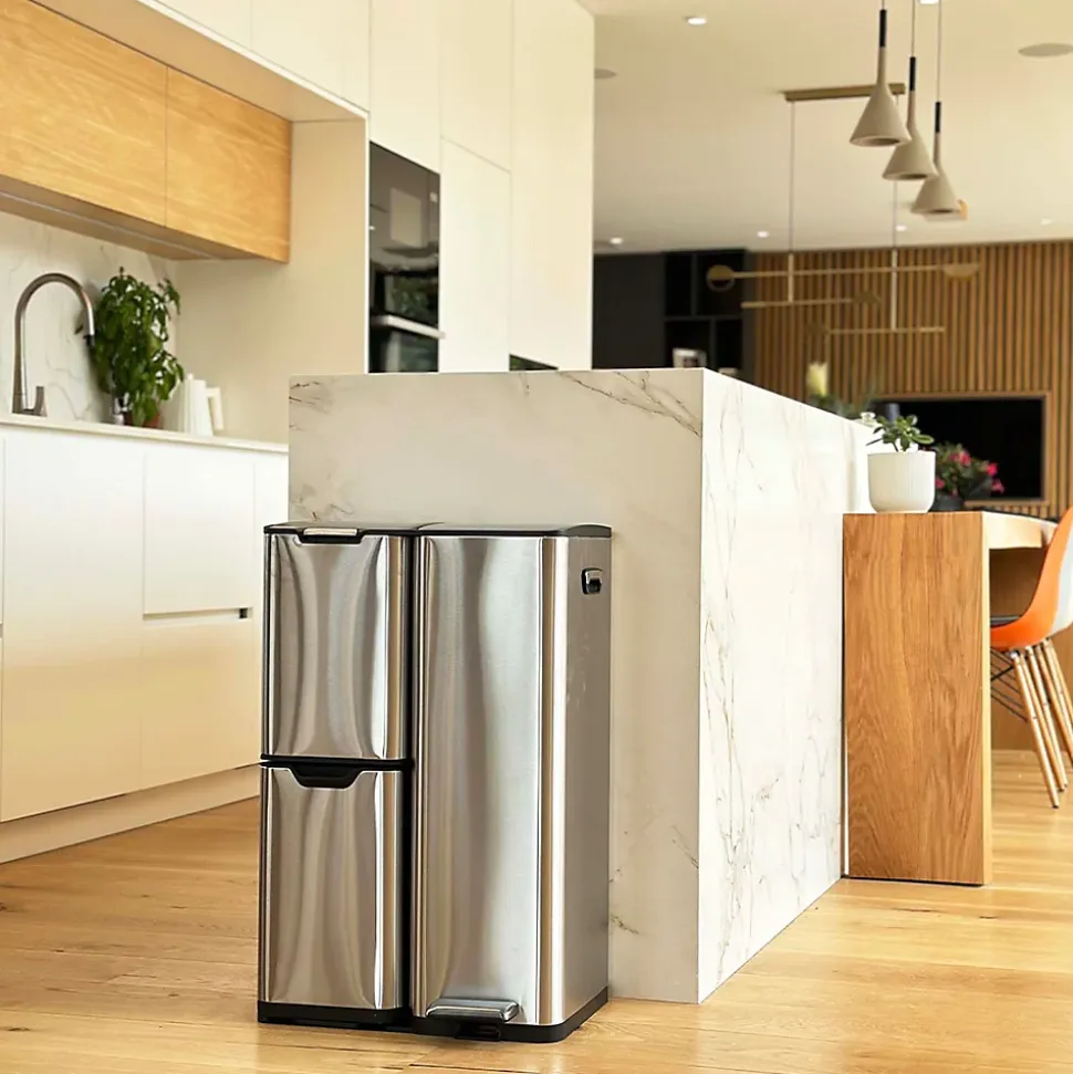 Poubelle de tri 3 compartiments Kitchen Move Haja inox 60 L