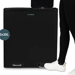 Poubelle de tri à pédale 2 x 30L, black edition - 910