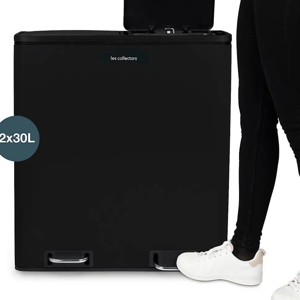 Poubelle de tri à pédale 2 x 30L, black edition - 910