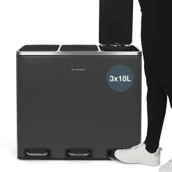Poubelle de tri à pédale 3 x 18 L, grey edition - 990
