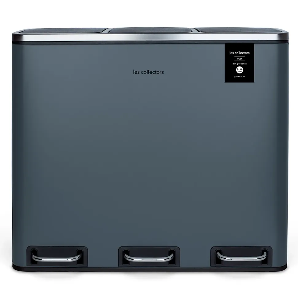 Poubelle de tri à pédale 3 x 18 L, dark grey edition - 984